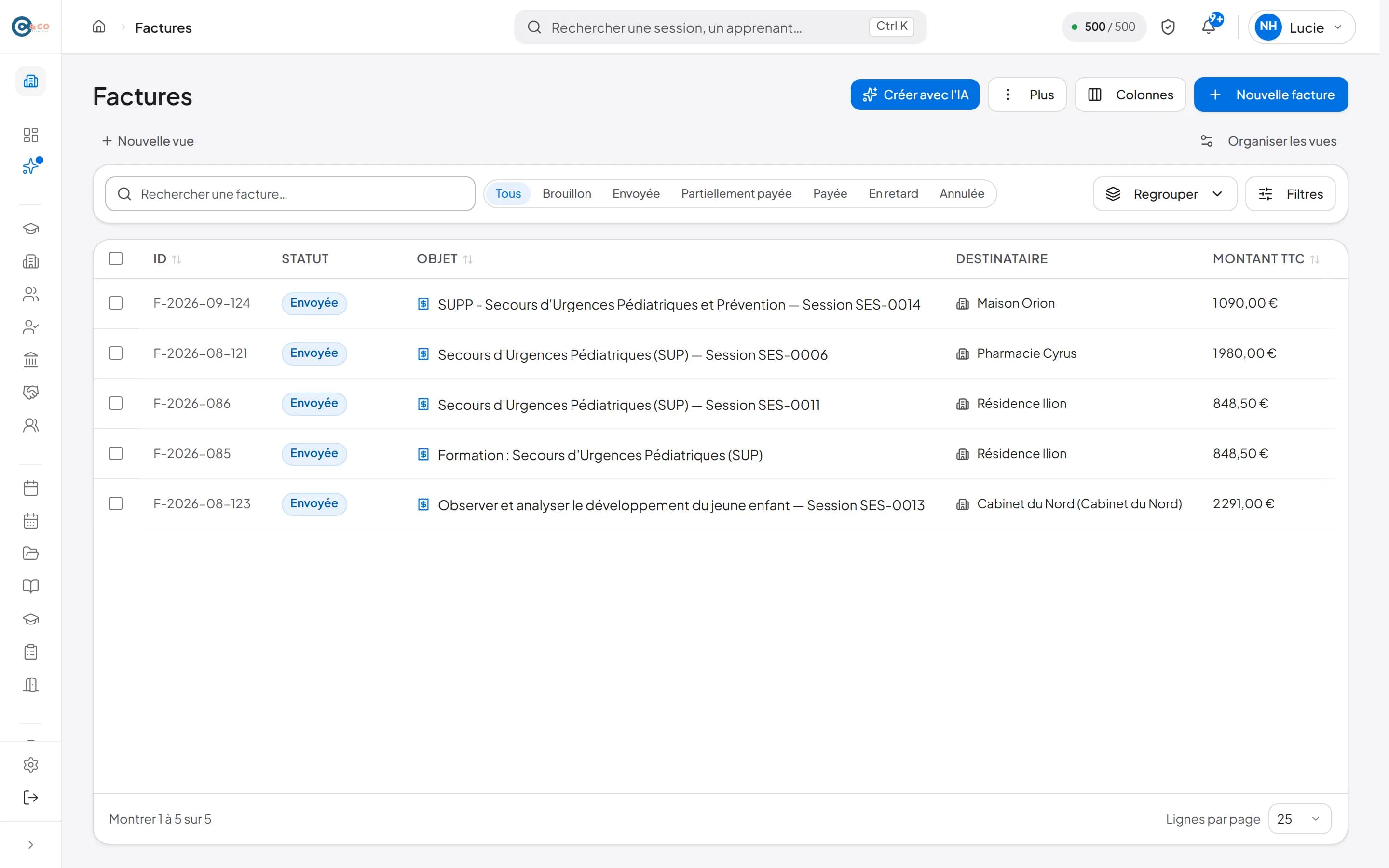 Devis et facturation dans Solution OF