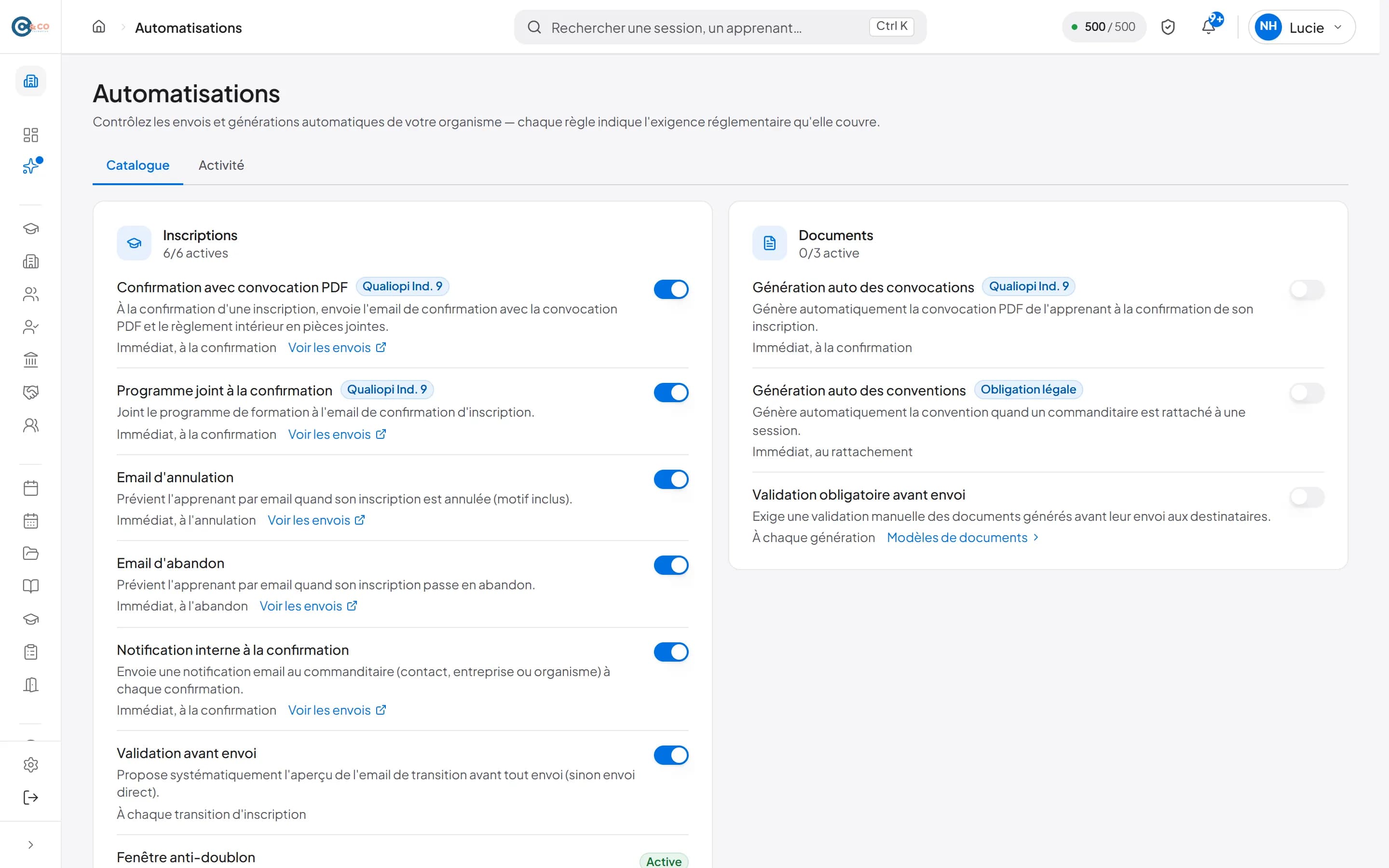 Automatisations dans Solution OF