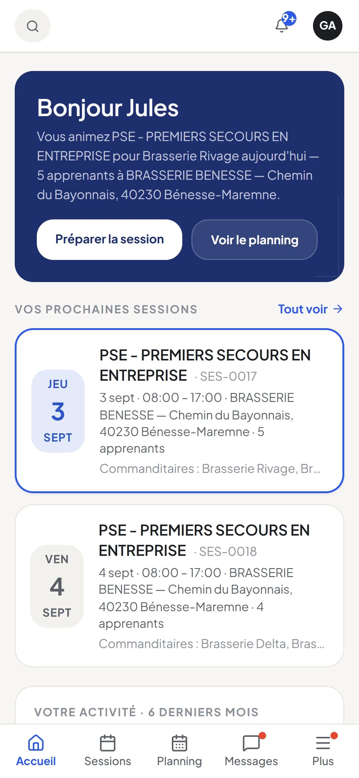 Espace formateur sur téléphone