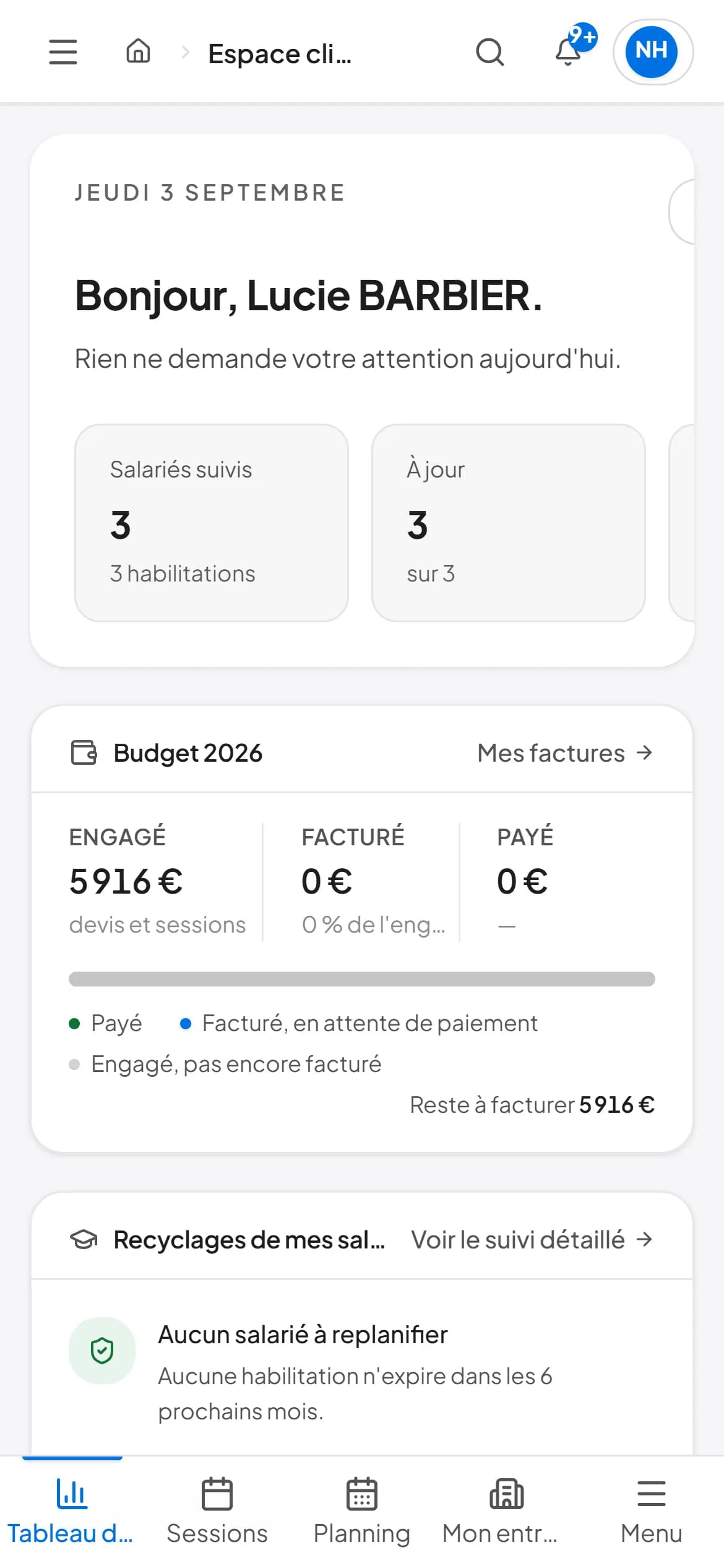 Espace client sur téléphone