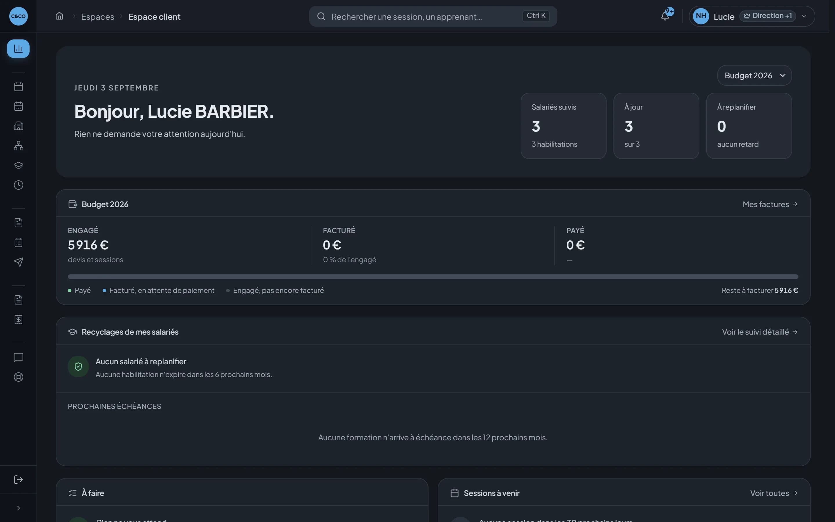 Espace client d'une entreprise