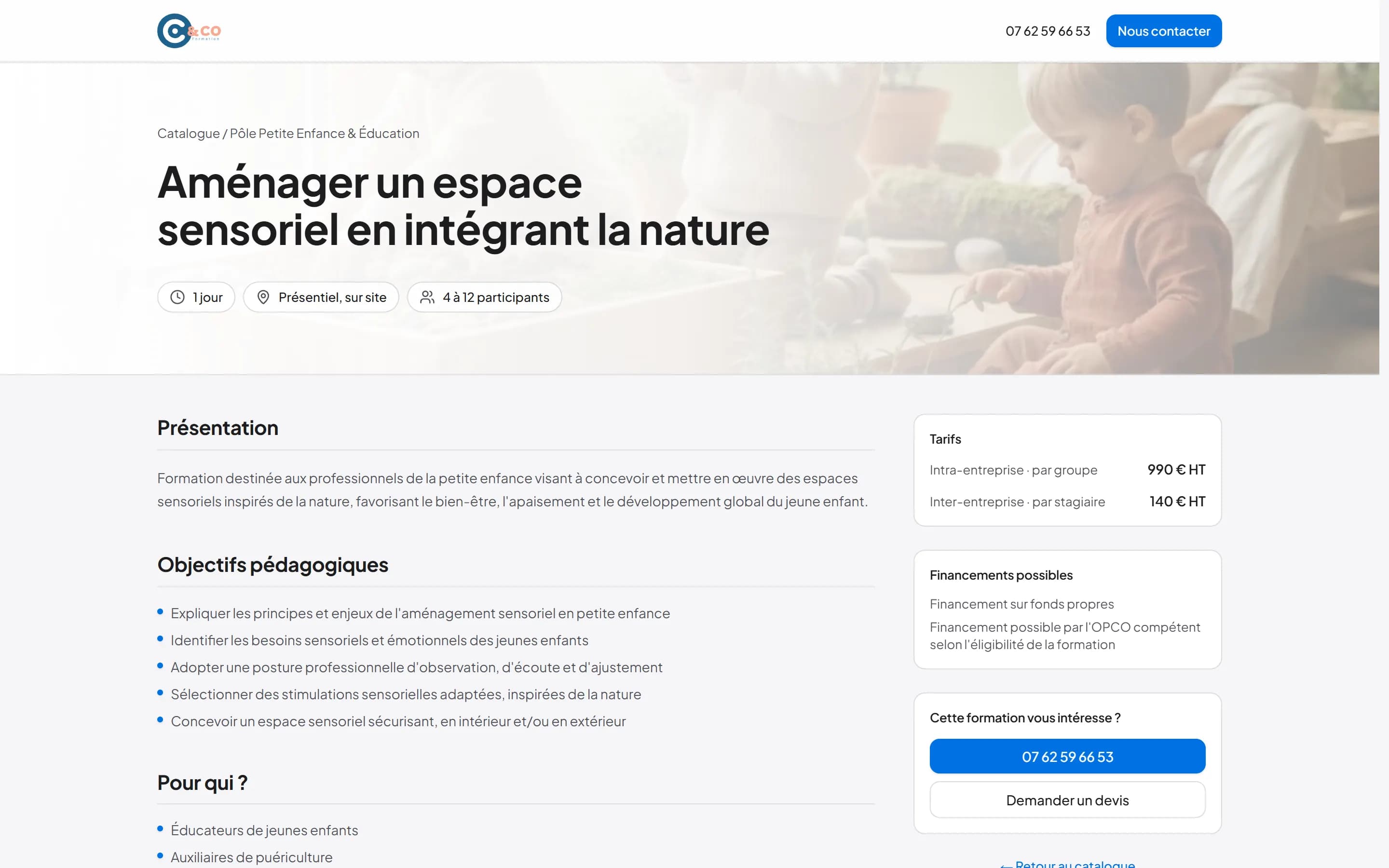 Fiche d'une formation sur le catalogue public