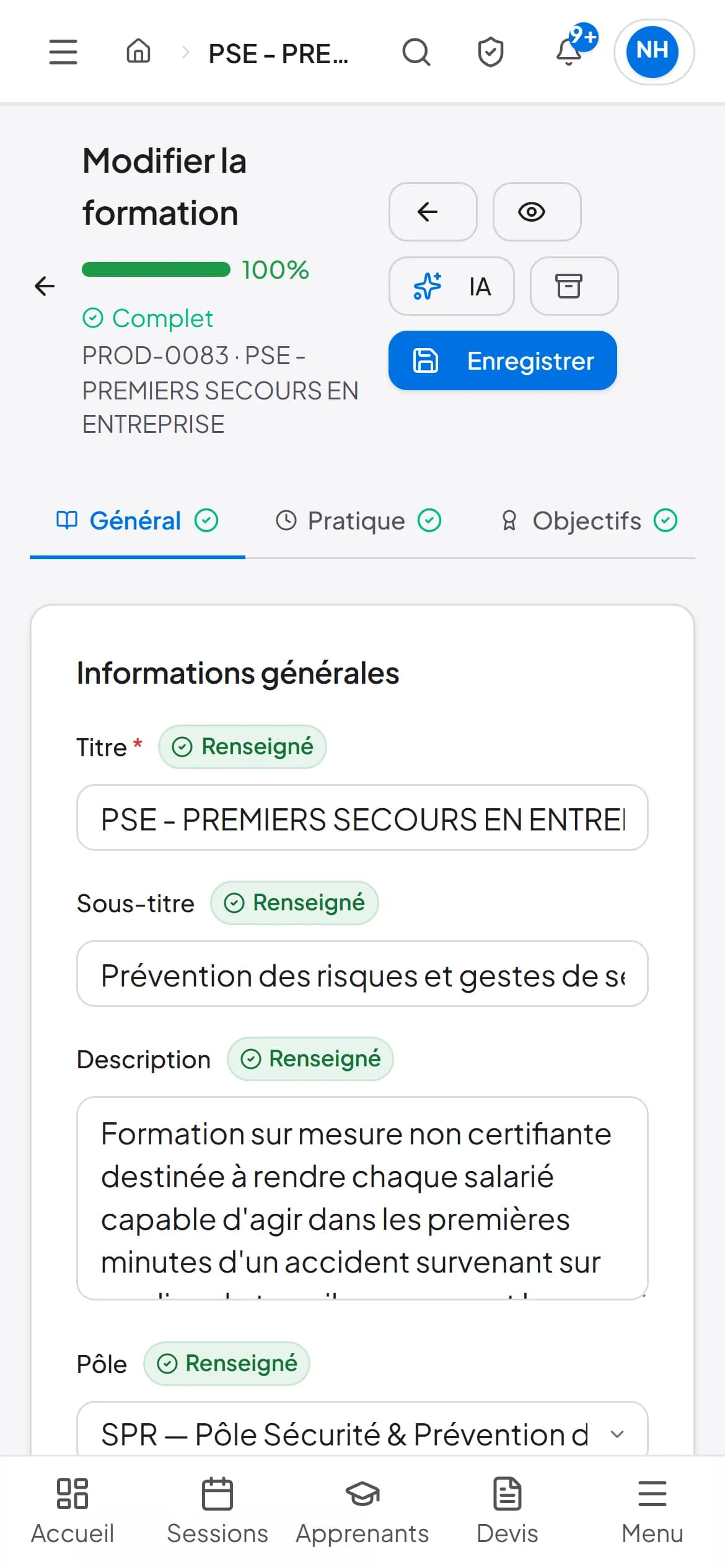 Fiche formation sur téléphone